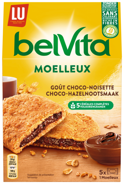 BELVITA LE MOELLEUX COEUR GOURMAND CHOCOLAT NOISETTES
LU