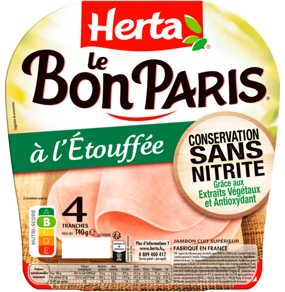 LE BON PARIS JAMBON À L’ÉTOUFFÉE CONSERVATION SANS NITRITE
HERTA