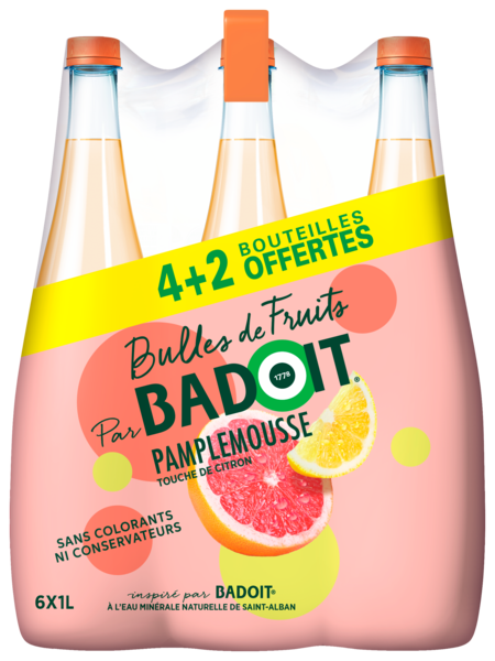 BULLES DE FRUITS
PAMPLEMOUSSE & TOUCHE DE CITRON
BADOIT