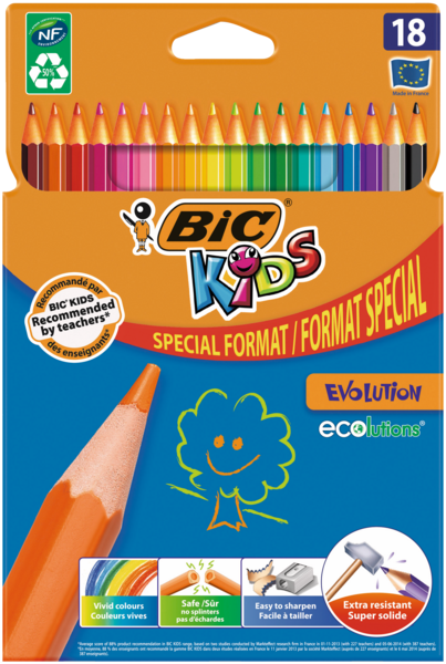 18 CRAYONS DE COULEUR EVOLUTION 
BIC KIDS