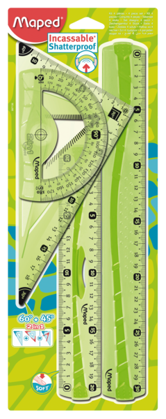 KIT DE TRAÇAGE 4 PIÈCES INCASSABLE "FLEX" 
MAPED