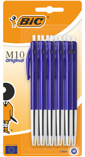 10 STYLOS BILLE M10 CLIC ORIGINAL BLEU 
BIC