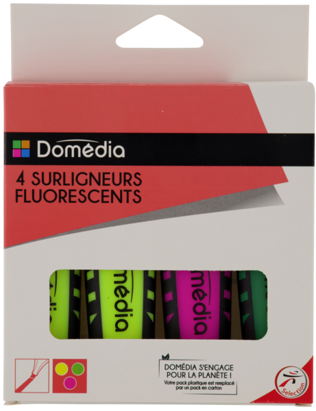 4 SURLIGNEURS FLUO 
DOMEDIA