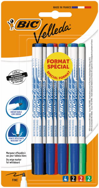 10 FEUTRES EFFAÇABLES A SEC ASSORTIS 
BIC VELLEDA