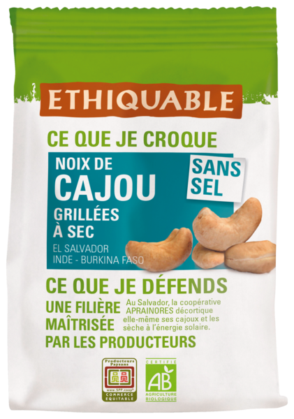 NOIX DE CAJOU GRILLÉES SANS SEL BIO 
ETHIQUABLE