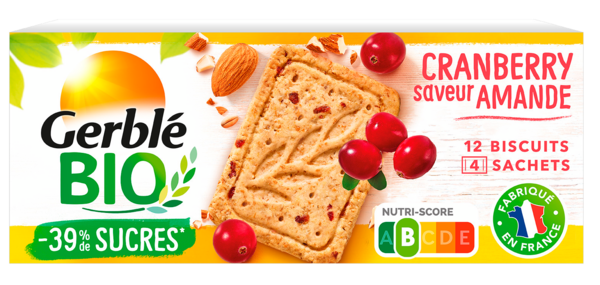 BISCUIT BIO SABLÉ CRANBERRY SAVEUR AMANDE
GERBLÉ BIO