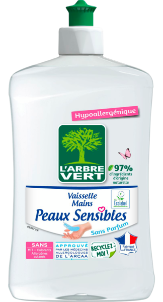 LIQUIDE VAISSELLE MAINS PEAUX SENSIBLES
L'ARBRE VERT