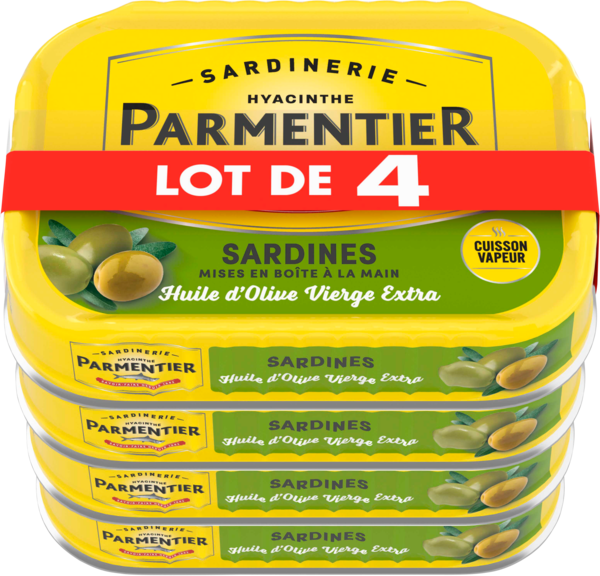 SARDINES ENTIÈRES  À L'HUILE D'OLIVE VIERGE EXTRA
PARMENTIER