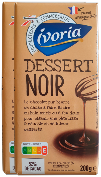 TABLETTES DE CHOCOLAT DESSERT NOIR
IVORIA