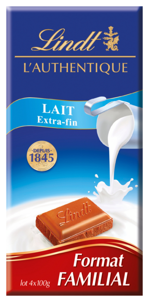 TABLETTE L'AUTHENTIQUE CHOCOLAT AU LAIT EXTRA FIN
LINDT 