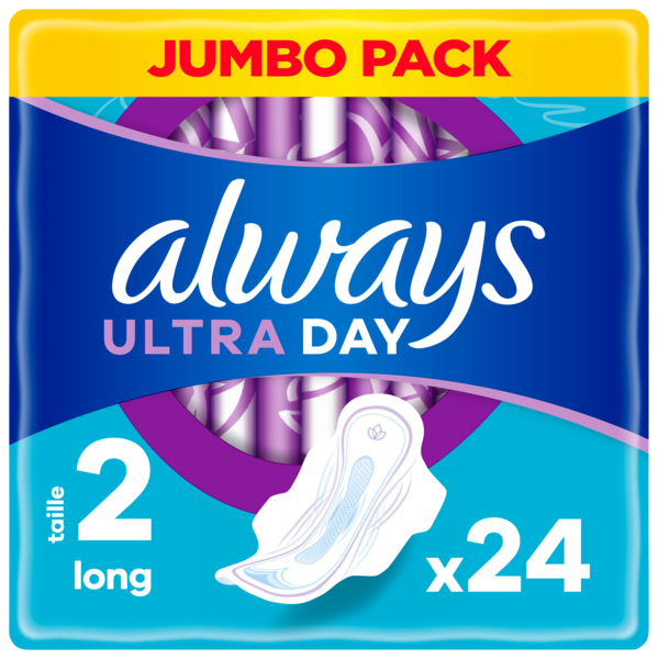 SERVIETTE HYGIÉNIQUE ULTRA DAY AILETTES LONG T2 X24
ALWAYS