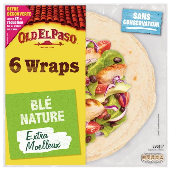 WRAPS AU BLÉ NATURE EXTRA MOELLEUX
OLD EL PASO