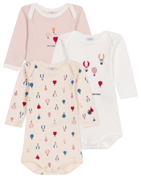 LOT DE 3 BODY FILLE OU GARCON 
PETIT BATEAU