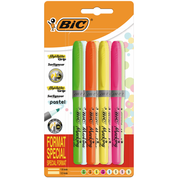 8 SURLIGNEURS HIGHLIGHTER GRIP
BIC