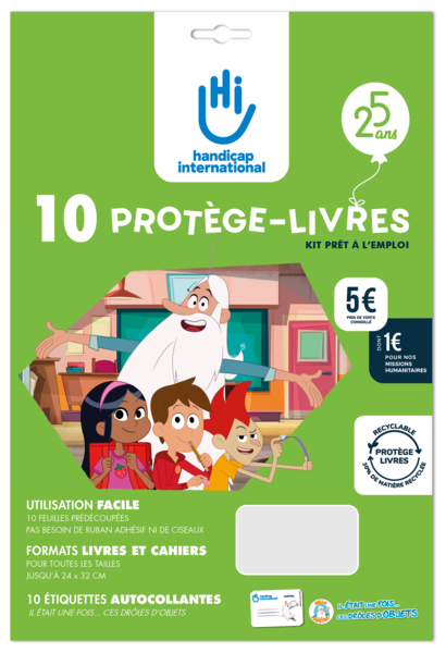 KIT PROTEGE-LIVRES UNIVERSELS 
HANDICAP INTERNATIONAL