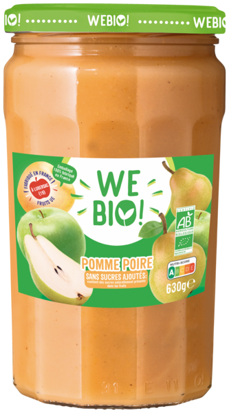 COMPOTE BIO SANS SUCRES AJOUTÉS POMME POIRE
WE BIO!