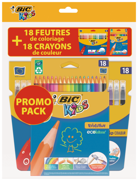 LOT DE 2 POCHETTES DE COLORIAGE 
BIC KIDS