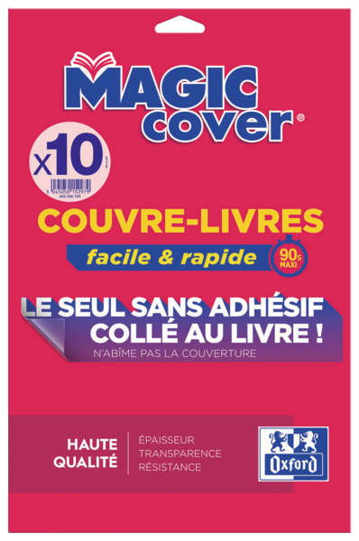 10 FEUILLES COUVRE-LIVRES MAGIC COVER A4  
OXFORD