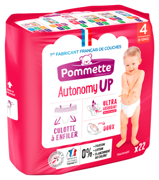 COUCHE CULOTTE AUTONOMY UP TAILLE 4 8/15KG X22
POMMETTE