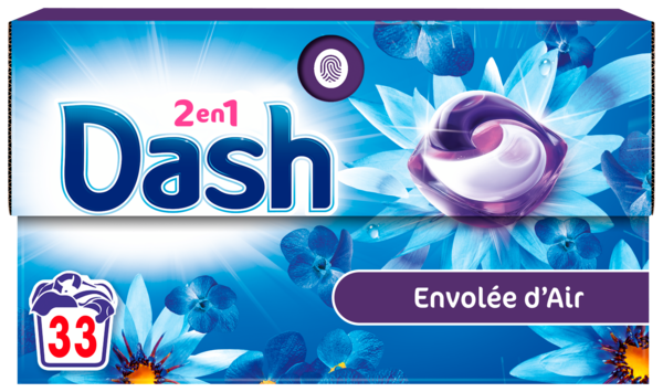 LESSIVE PODS 2 EN 1 ENVOLÉE D'AIR X33 DOSES
DASH