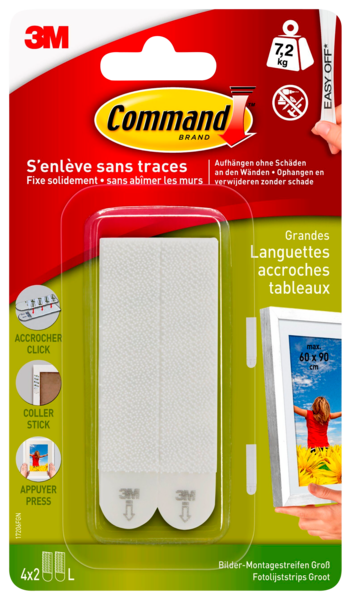 LANGUETTES DE FIXATION TABLEAU GRAND MODÈLE POIDS MAXIMUM 7,2KG
COMMAND