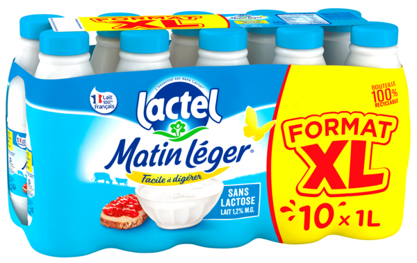 LAIT SANS LACTOSE UHT DEMI-ÉCRÉMÉ MATIN LÉGER 
LACTEL