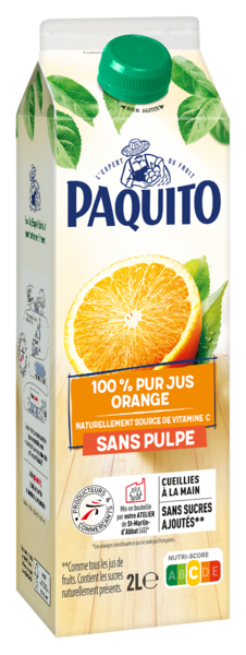 100% PUR JUS ORANGE SANS PULPE
PAQUITO