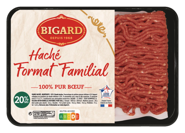 VIANDE BOVINE : HACHÉ VRAC 20% MG 
BIGARD