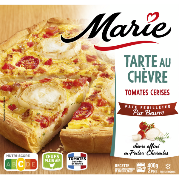 TARTE AU CHÈVRE ET TOMATES CERISES SURGELÉE 
MARIE