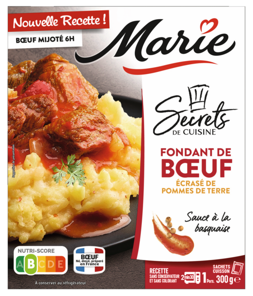 FONDANT DE BŒUF ÉCRASÉ DE POMMES DE TERRE SAUCE À LA BASQUAISE 
MARIE