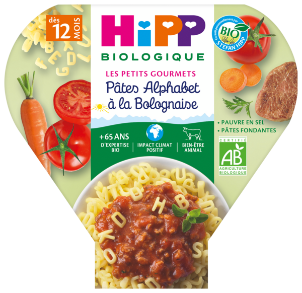 PÂTES ALPHABET À LA BOLOGNAISE BIO
HIPP BIOLOGIQUE