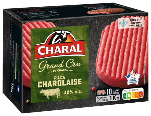 STEAK HACHÉ LE GRAND CRU RACE CHAROLAISE 12% MG SURGELÉ 
CHARAL