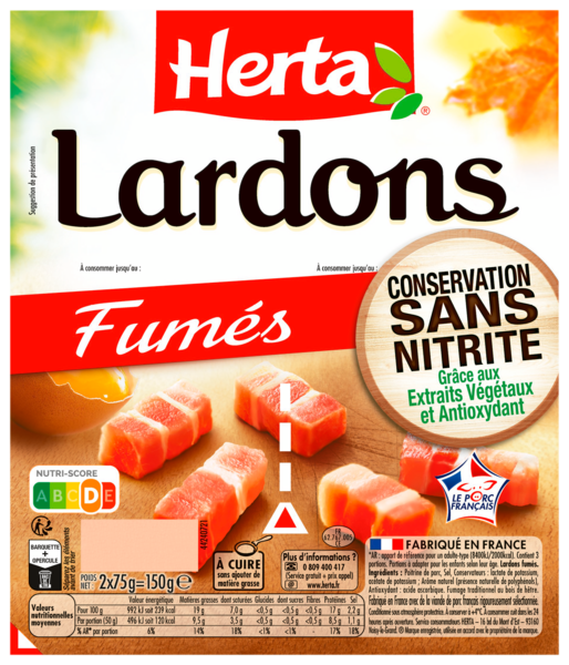 LARDONS FUMÉS CONSERVATION SANS NITRITE
HERTA