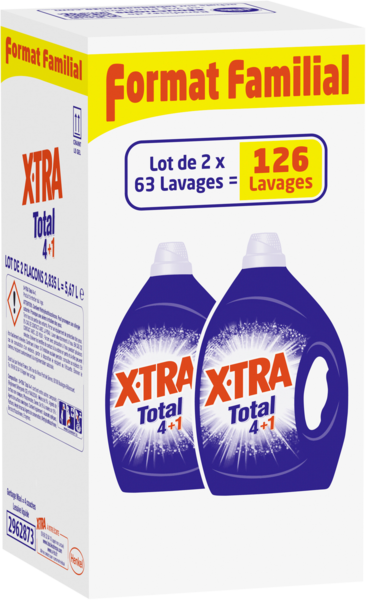 LESSIVE LIQUIDE TOTAL FORMAT FAMILIAL X63 LAVAGES
XTRA