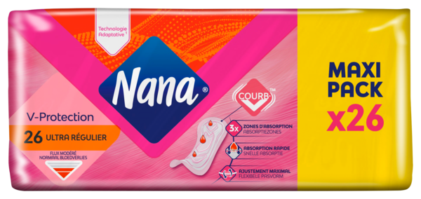 SERVIETTE HYGIÉNIQUE ULTRA RÉGULIER X26
NANA