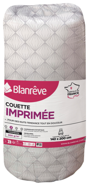 COUETTE IMPRIMÉE 1 PERSONNE 
BLANRÊVE