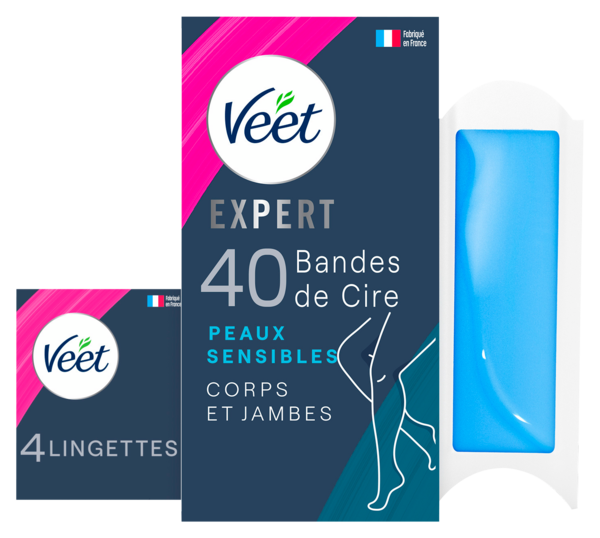 BANDES DE CIRE JAMBES PEAUX SENSIBLES X40 
