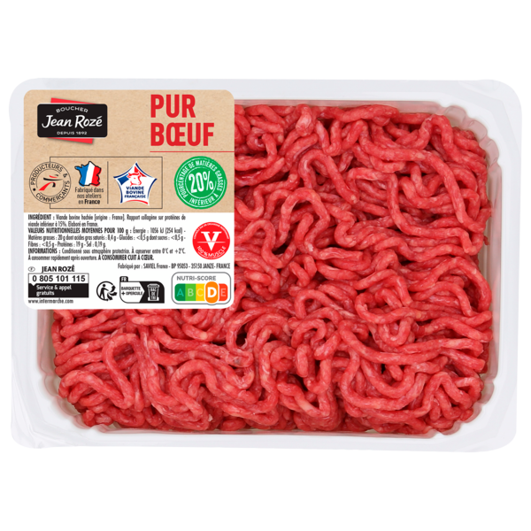 VIANDE BOVINE : HACHÉ VRAC 20% MG 
