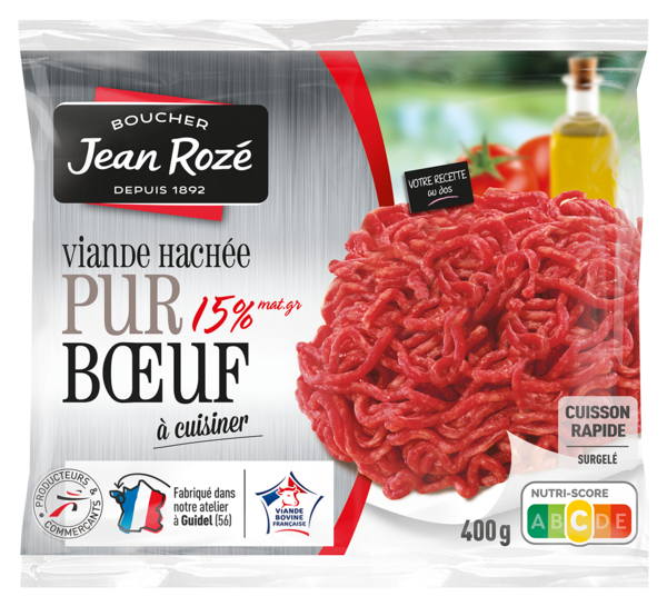 VIANDE HACHÉE PUR BŒUF 15% MAT.GR. SURGELÉE 
