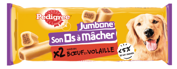 JUMBONE SON OS À MÂCHER  BŒUF ET VOLAILLE POUR MOYEN CHIEN
