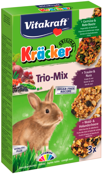 KRÄCKER TRIO-MIX POUR LAPINS NAINS  RAISIN NOIX
