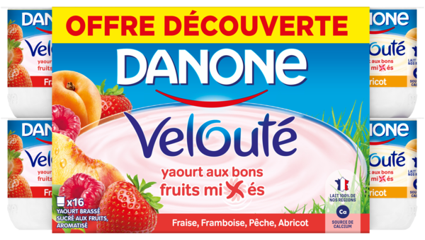 YAOURT VELOUTÉ FRUIX AUX FRUITS PANACHÉS EN OFFRE DÉCOUVERTE 
