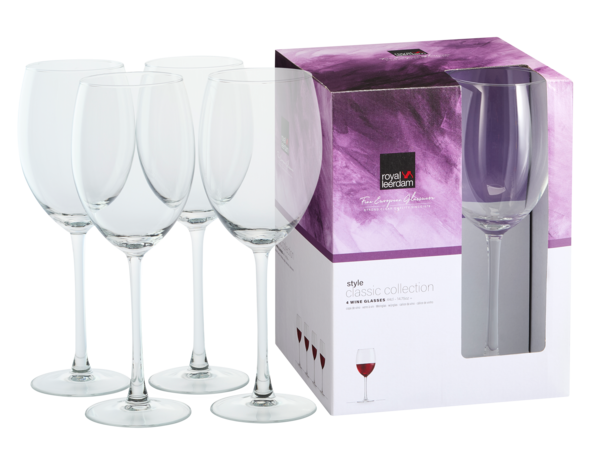 COFFRET DE 4 VERRES A PIED 44CL OU 33CL OU FLUTES 19CL  
