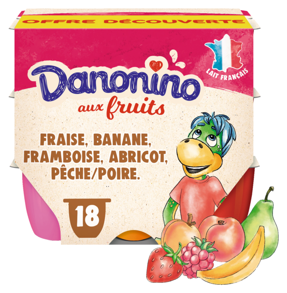 PETITS SUISSES AUX FRUITS FRAISE/BANANE/ABRICOT/FRAMBOISE/PÊCHE-POIRE EN OFFRE DÉCOUVERTE 
