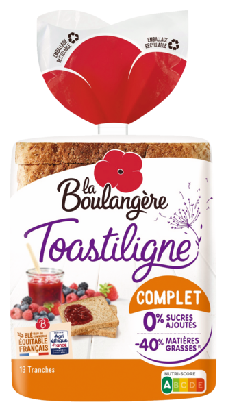 TOASTILIGNE 0% SUCRES AJOUTÉS À LA FARINE COMPLÈTE
