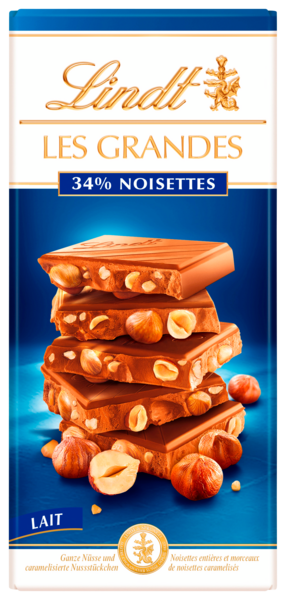 TABLETTE DE CHOCOLAT LES GRANDES LAIT 34% NOISETTES
