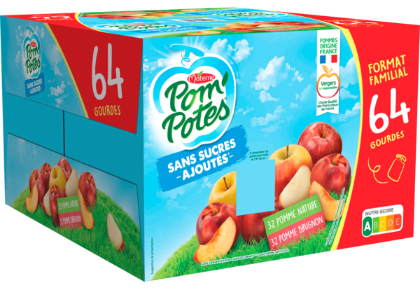 COMPOTES SANS SUCRES AJOUTÉS POMME, POMME BRUGNON
