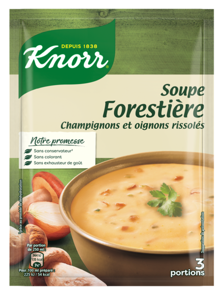 SOUPE DÉSHYDRATÉE FORESTIÈRE CHAMPIGNONS ET OIGNONS RISSOLÉS 
