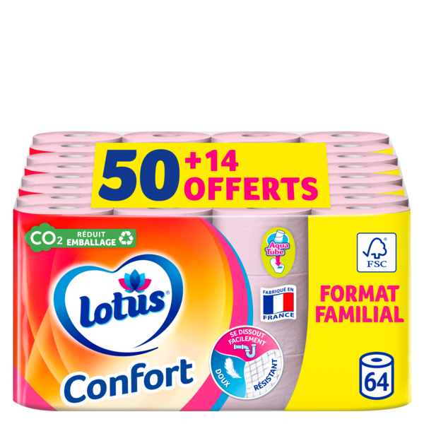 PAPIER HYGIÉNIQUE CONFORT X50 ROSE 
