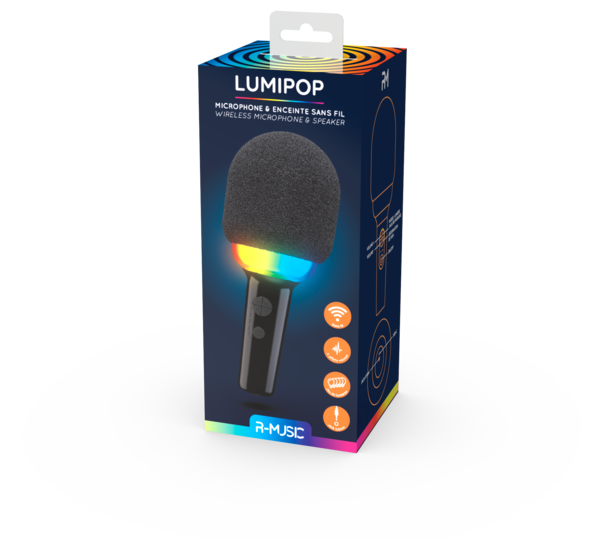 MICROPHONE SANS FIL LED + ENCEINTE INTÉGRÉE LUMIPOP
